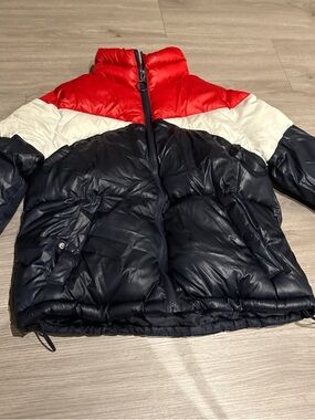 Kids Colorblock Puffer Jacket - Red, White & Navy